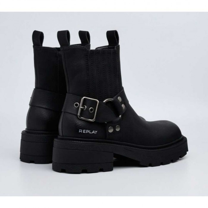 REPLAY WOMAN SHOES LOGO BOOTS BLACK