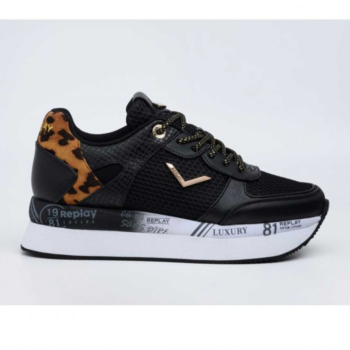 REPLAY WOMAN SNEAKER ANIMAL BLACK