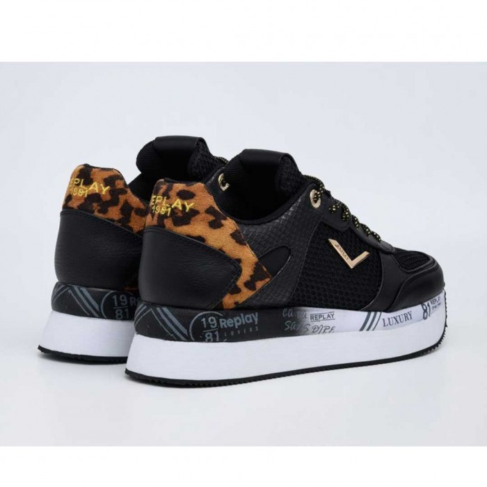 REPLAY WOMAN SNEAKER ANIMAL BLACK