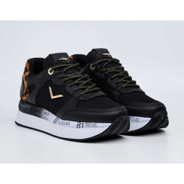 REPLAY WOMAN SNEAKER ANIMAL BLACK