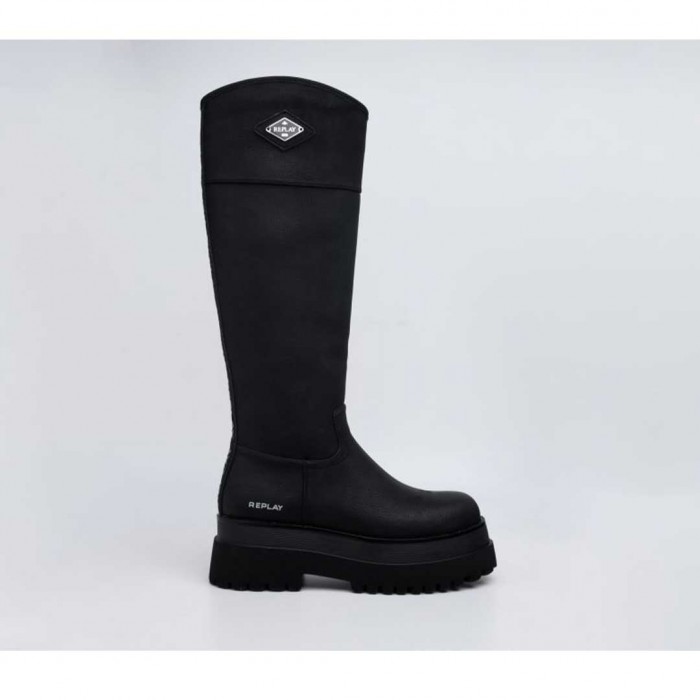 REPLAY WOMAN LONG BOOTS LOGO BLACK