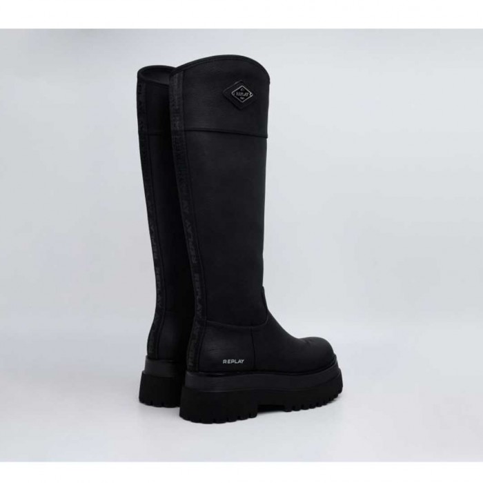 REPLAY WOMAN LONG BOOTS LOGO BLACK