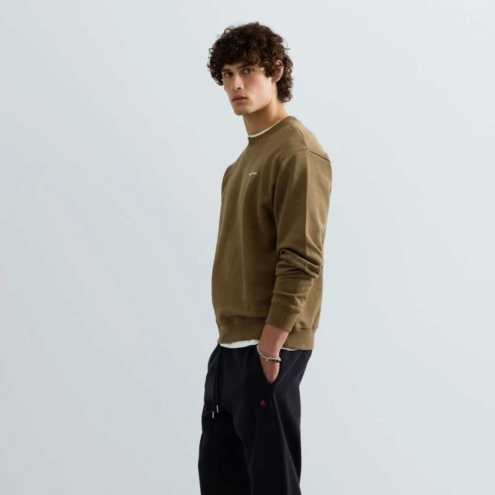 REPLAY MAN TERRY COTTON SWEATSHIRT WITH LOGO GREEN