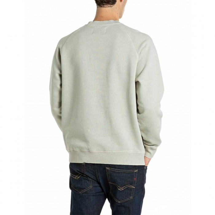 REPLAY SWEATSHIRT WITH FADED EFFECT AND LOGO BEIGE