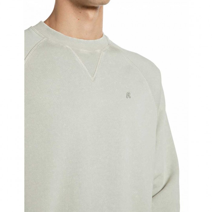 REPLAY SWEATSHIRT WITH FADED EFFECT AND LOGO BEIGE