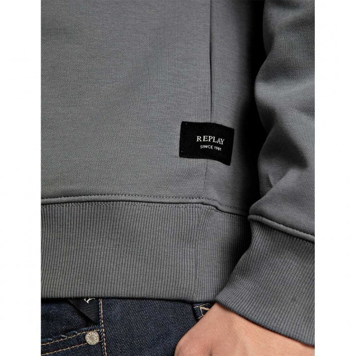REPLAY MAN COTTON-BLEND CREW-NECK SWEATSHIRT GRAY