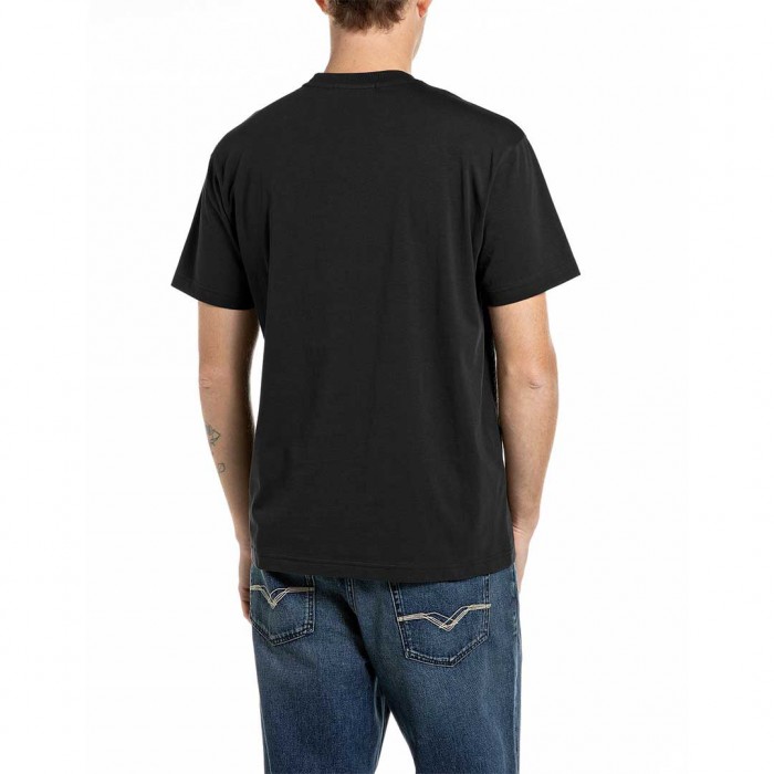 REPLAY MAN REGULAR-FIT T-SHIRT WITH LETTERING LOGO BLACK