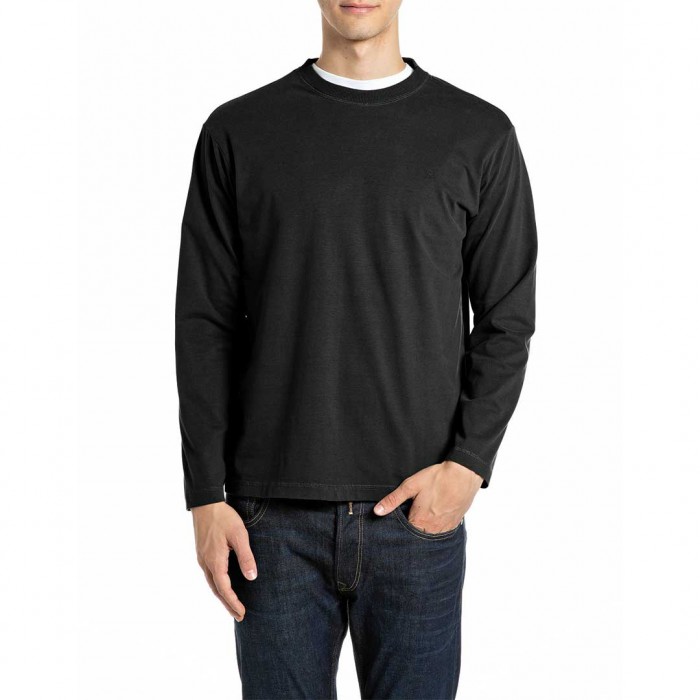 REPLAY MAN LONGSLEEVE T SHIRT BLACK