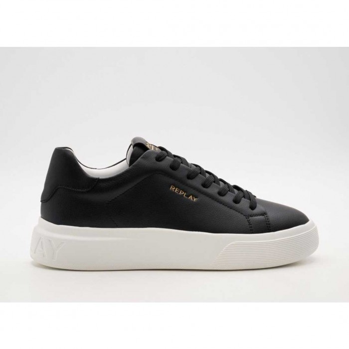 REPLAY MAN NOTTING FUTURE LEATHER SNEAKERS BLACK