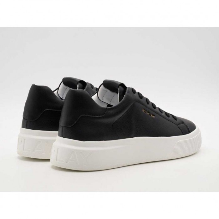 REPLAY MAN NOTTING FUTURE LEATHER SNEAKERS BLACK