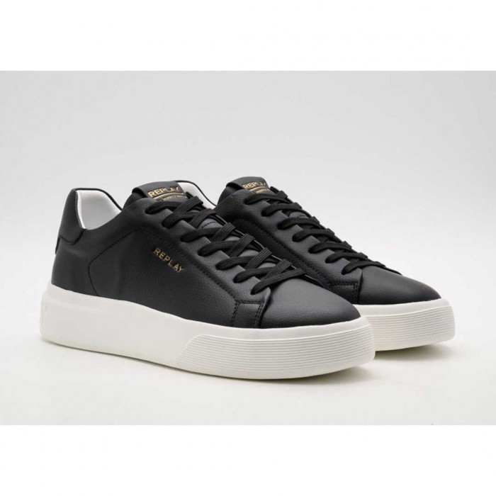 REPLAY MAN NOTTING FUTURE LEATHER SNEAKERS BLACK