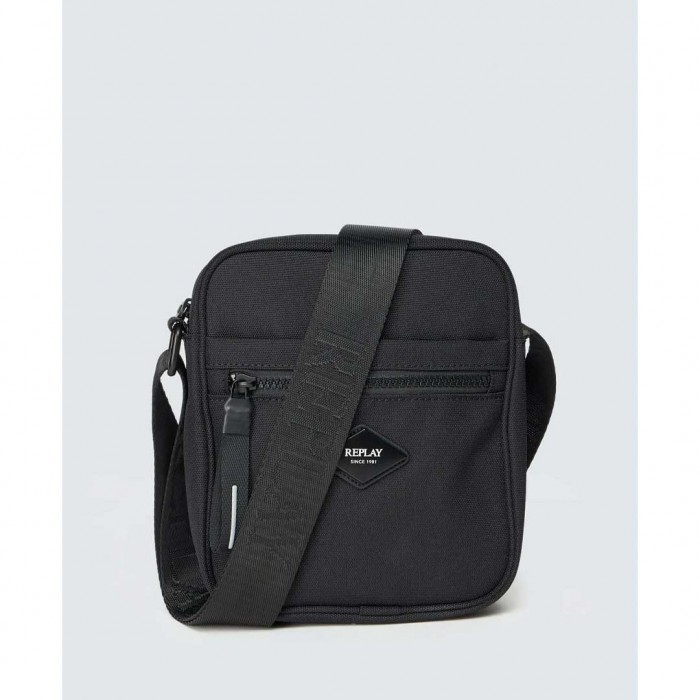 REPLAY MAN CROSSBODY BAG WITH DIAMOND LOGO BLACK
