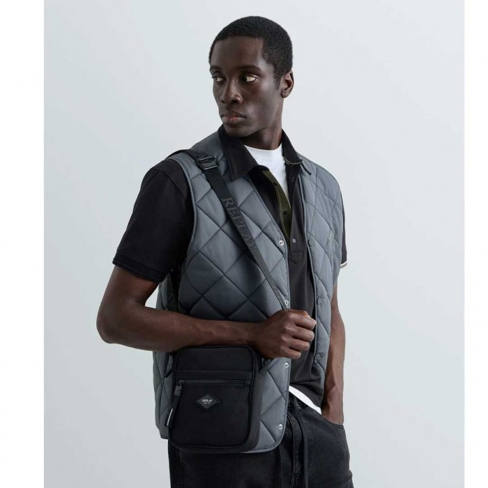 REPLAY MAN CROSSBODY BAG WITH DIAMOND LOGO BLACK
