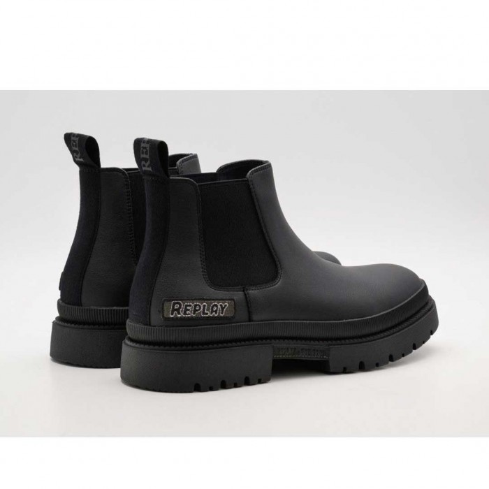 REPLAY MAN LEATHER SHOES BLACK