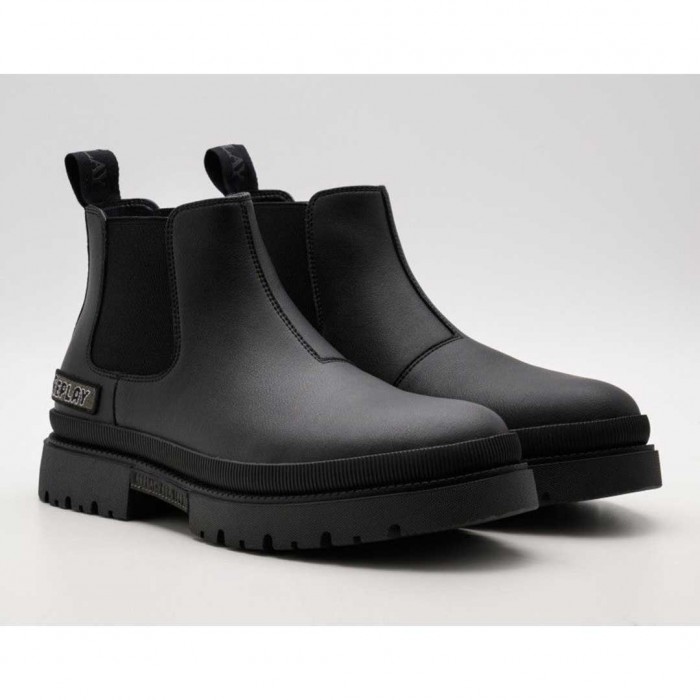 REPLAY MAN LEATHER SHOES BLACK