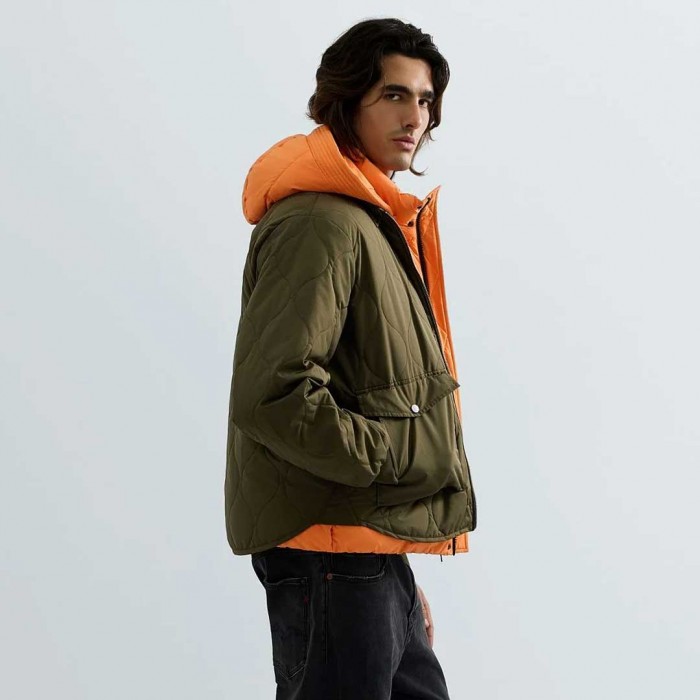 REPLAY MAN QUILTED JACKET WITH COLLAR AND POCKETS GREEN