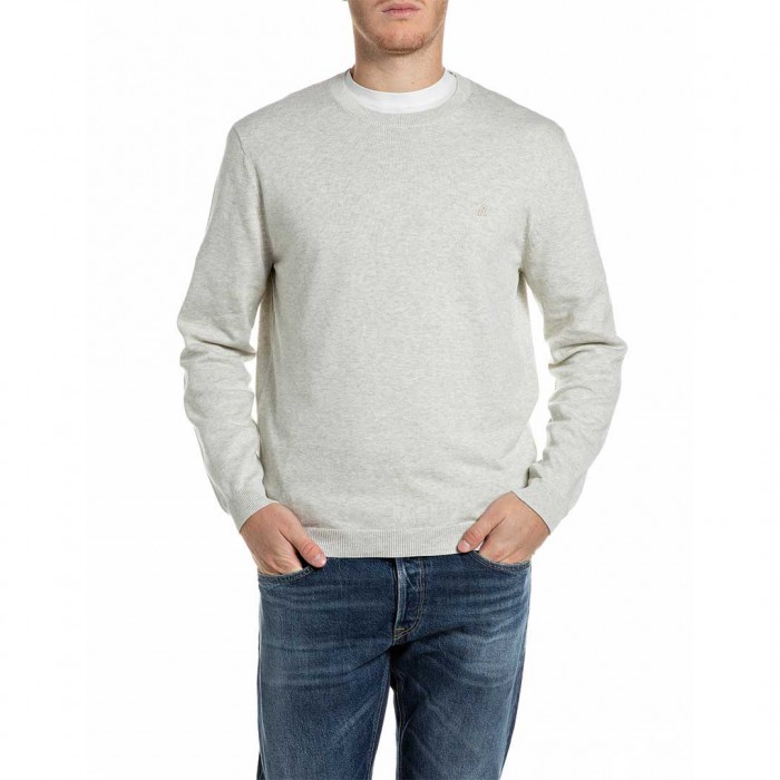 REPLAY KNIT COTTON SWEATER ECRU