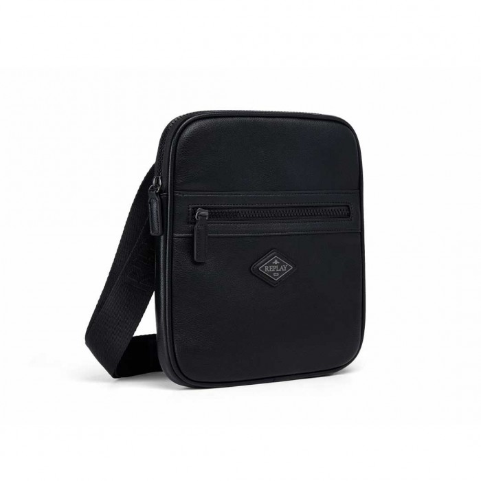 REPLAY MAN LEATHER BAG BLACK