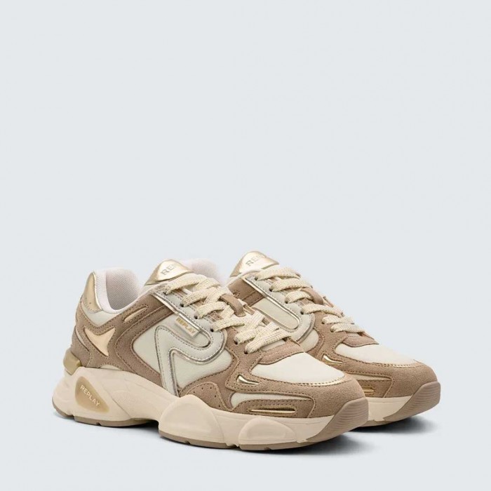 REPLAY WOMAN DESTINY W VIBE SNEAKERS WITH CHARM BEIGE/WHITE