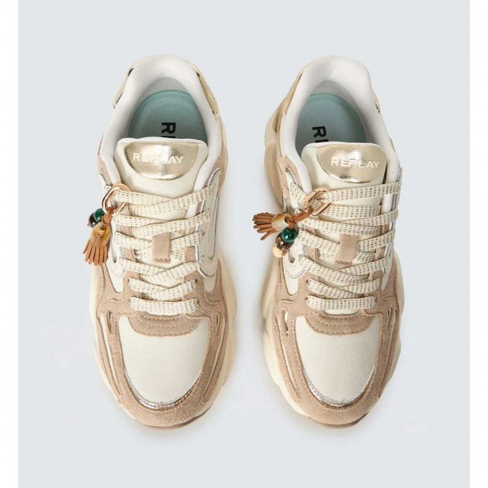 REPLAY WOMAN DESTINY W VIBE SNEAKERS WITH CHARM BEIGE/WHITE