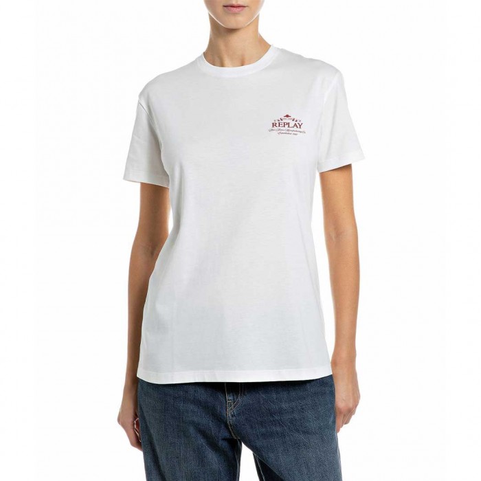 REPLAY WOMAN T SHIRT LOGO WHITE 1