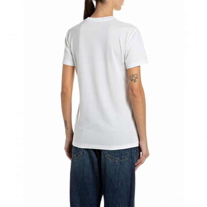REPLAY WOMAN T SHIRT LOGO WHITE 1