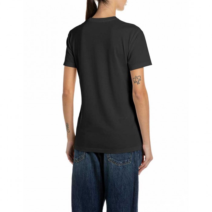 REPLAY WOMAN T SHIRT LOGO BLACK