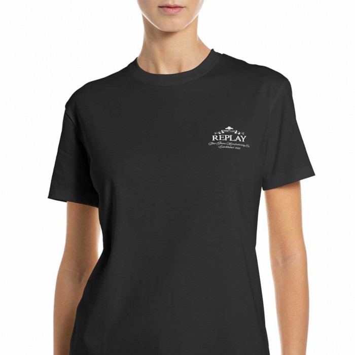 REPLAY WOMAN T SHIRT LOGO BLACK