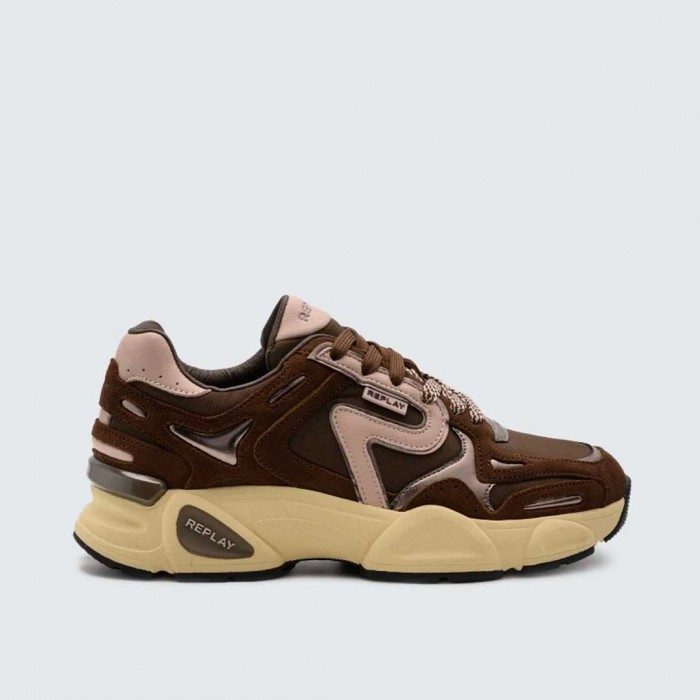 REPLAY WOMAN DESTINY W SPRINT LACE-UP SNEAKERS BROWN