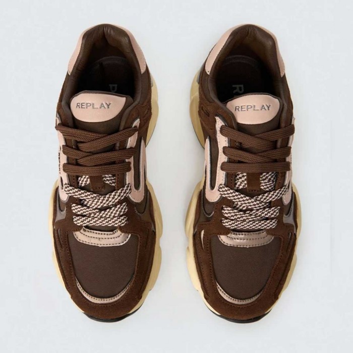 REPLAY WOMAN DESTINY W SPRINT LACE-UP SNEAKERS BROWN