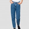 TAPERED FIT HIGH WAIST KILEY ROSE LABEL JEANS replay woman boyfriend μπλε