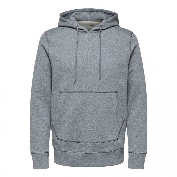 SELECTED REGULAR FIT ORGANIC COTTON 380G - SWEATSHIRT GREY MELANGE