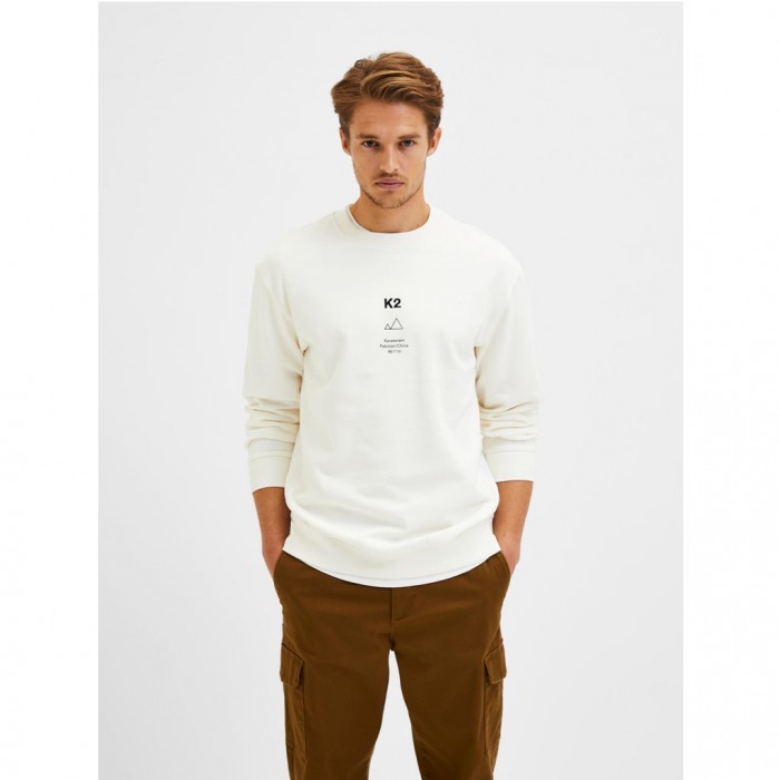 SELECTED SLOGAN-PRINT SWEATSHIRT WHITE