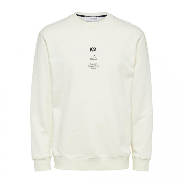 SELECTED SLOGAN-PRINT SWEATSHIRT WHITE