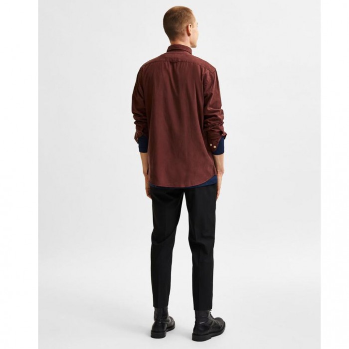 SELECTED ORGANIC COTTON SHIRT BROWN