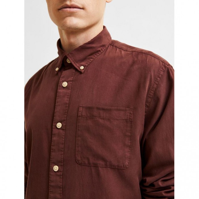 SELECTED ORGANIC COTTON SHIRT BROWN