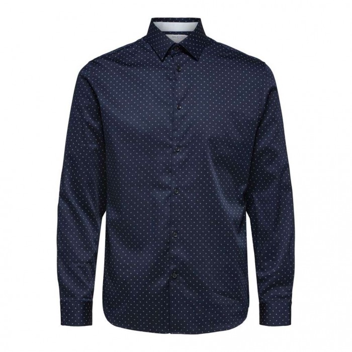 SELECTED ORGANIC COTTON STRETCH SHIRT BLUE