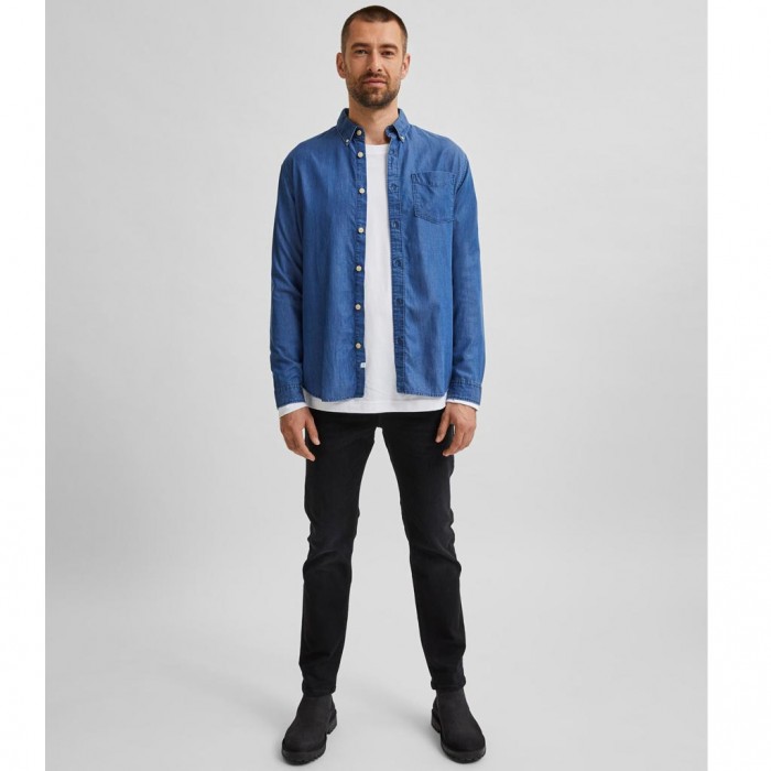 SELECTED  SLHREGSTANLEY SHIRT LS W BLUE