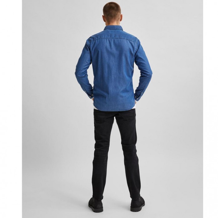 SELECTED  SLHREGSTANLEY SHIRT LS W BLUE