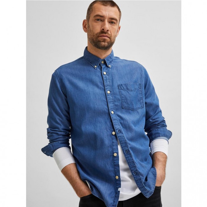 SELECTED  SLHREGSTANLEY SHIRT LS W BLUE