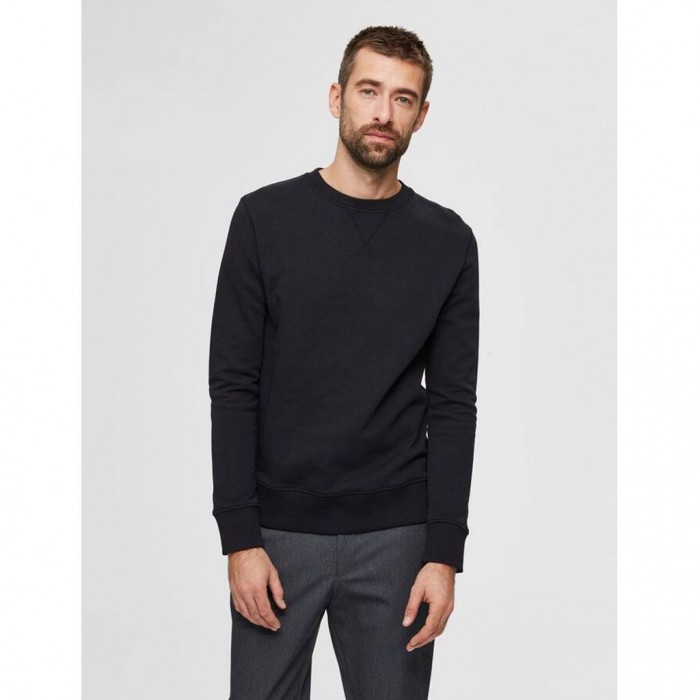 SELECTED REGULAR FIT ORGANIC COTTON 340G - SWEATSHIRT BLACK