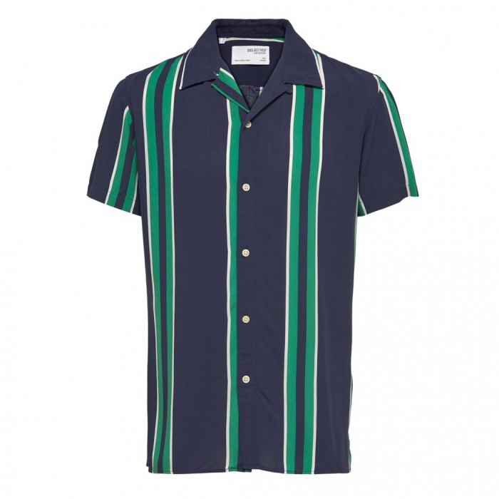 SELECTED  SLHSLIMCARL SHIRT SS STRIPES M GREEN