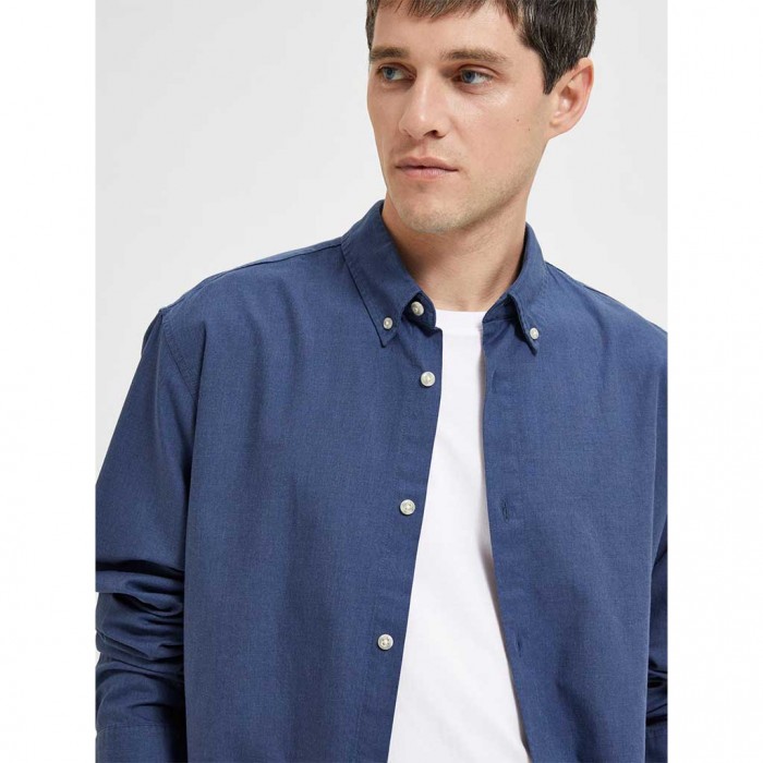 SELECTED SLHSLIMTHEO SHIRT LS NOOS MELANGE BLUE