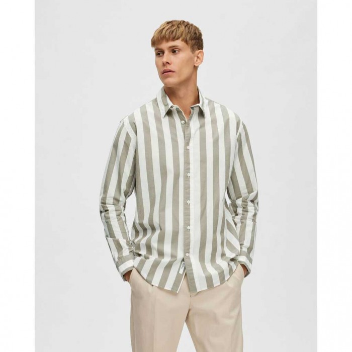 SELECTED STRIPED SHIRT GREEN