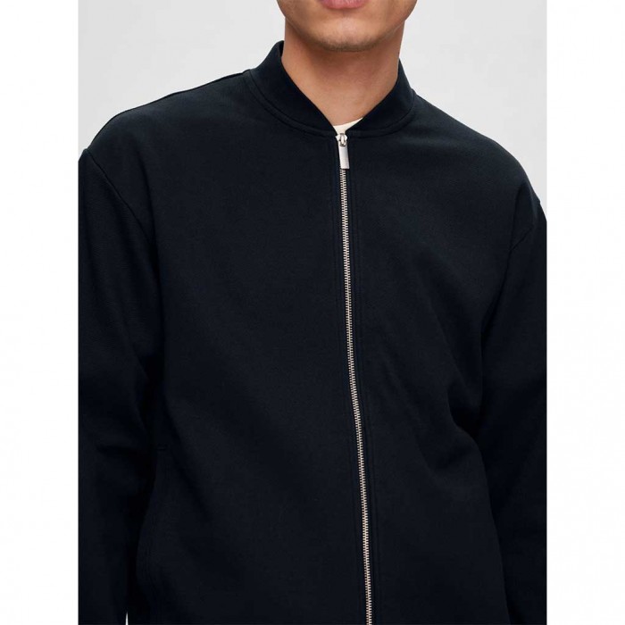 SELECTED  SLHMACK SWEAT BOMBER LS NOOS DARK BLUE