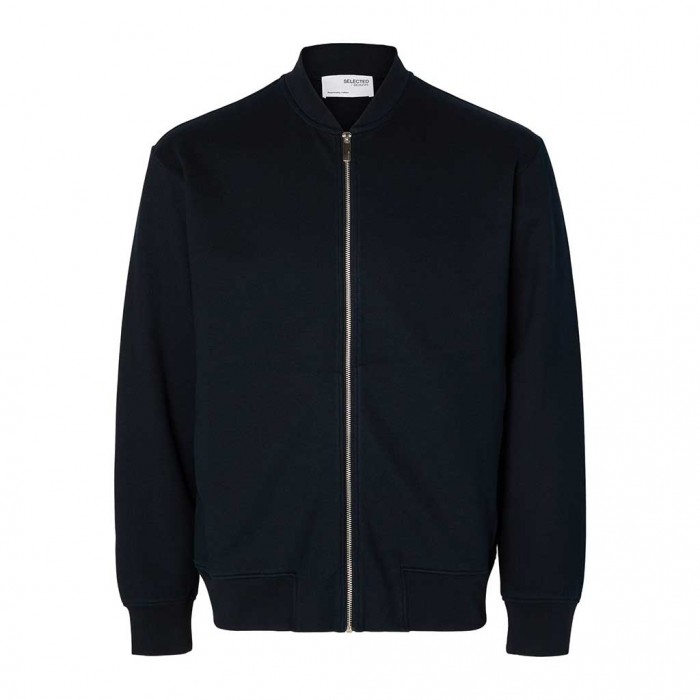 SELECTED  SLHMACK SWEAT BOMBER LS NOOS DARK BLUE