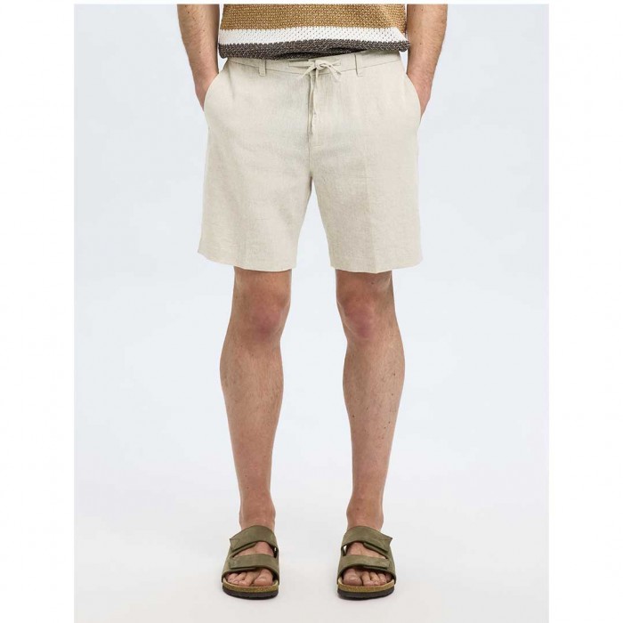 SELECTED SLHREGULAR-LEROY LINEN BLD SHORTS NOOS BEIGE