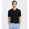 SELECTED CROCHET STYLE KNITTED POLO SHIRT BLACK SELECTED CROCHET STYLE KNITTED POLO SHIRT BLACK