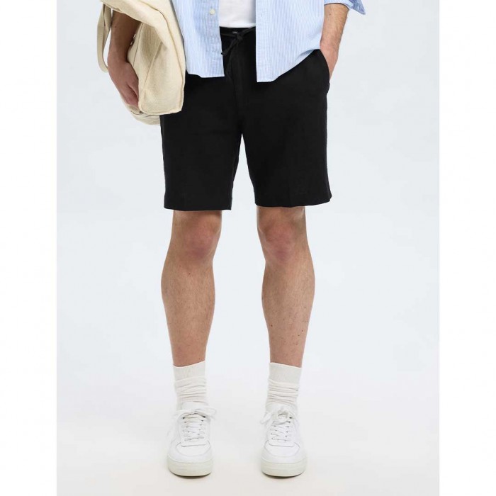 SELECTED SLHREGULAR-LEROY LINEN BLD SHORTS NOOS BLACK