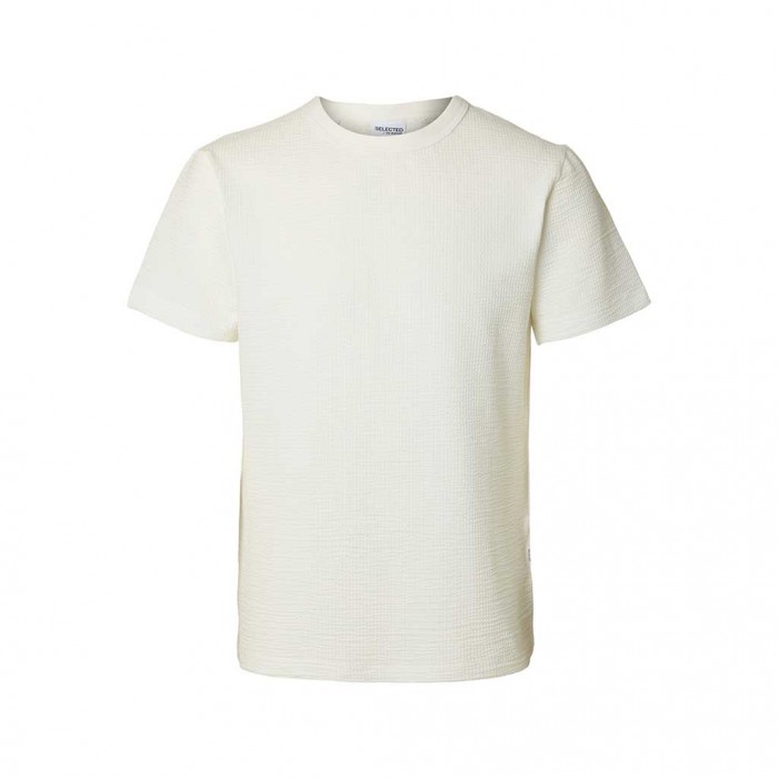 SELECTED SLHSANDER SEERSUCKER SS O-NECK TEE WHITE